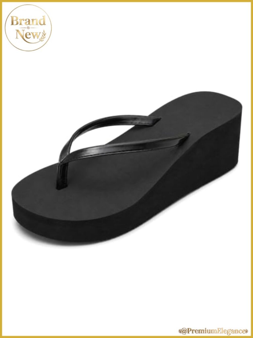 Women's Platform Wedge Flip Flops Round Toe Slip On Thong Sandals